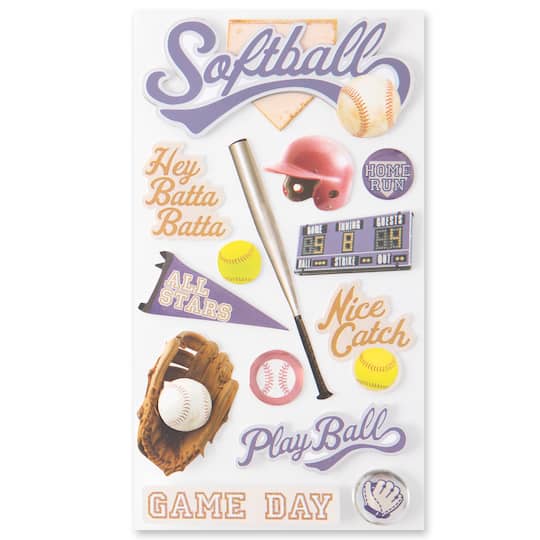 12 Pack: Softball Dimensional Stickers by Recollections™
